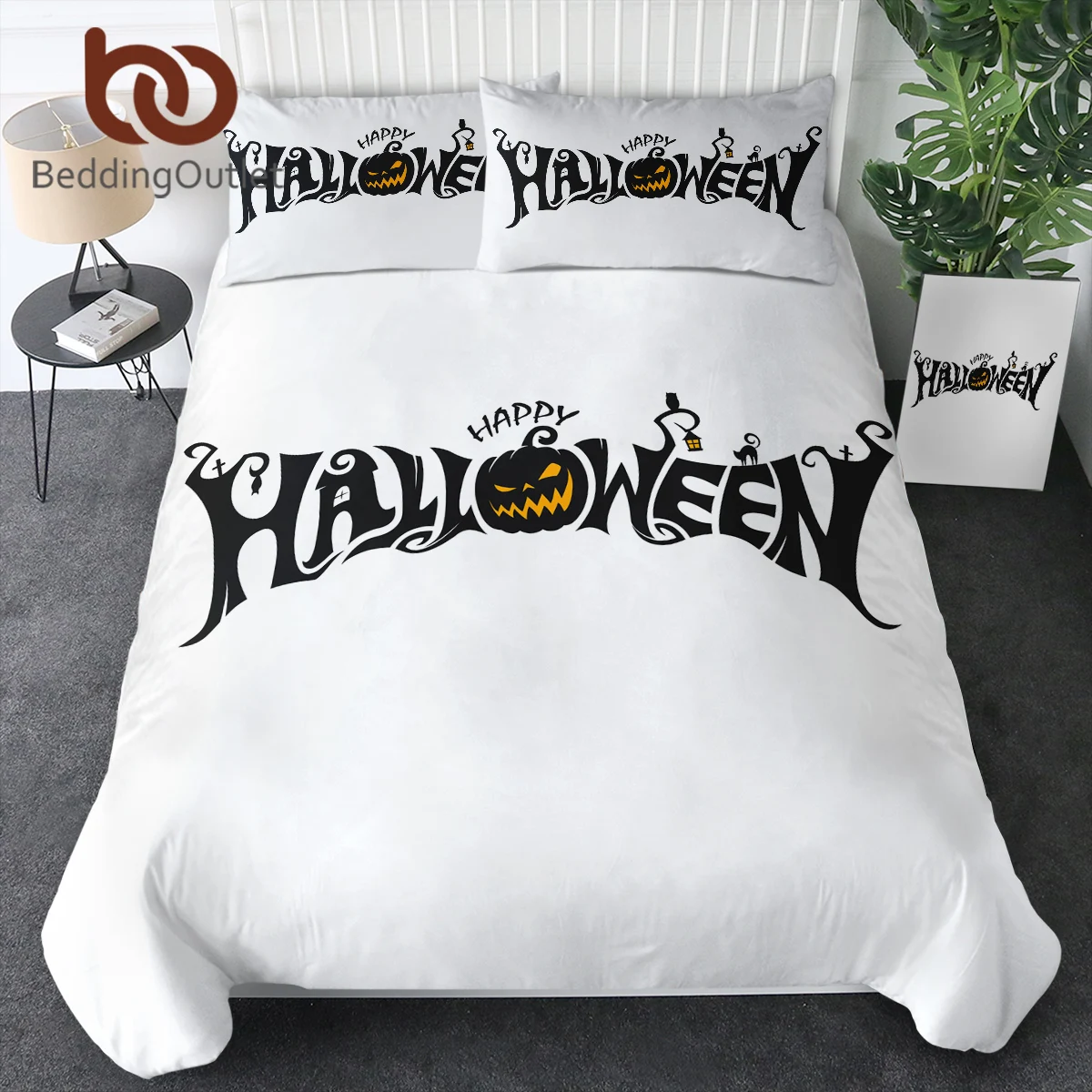 

BeddingOutlet Halloweens Pumpkin Lantern Duvet Cover Simple Happy Halloween Bedding Set Kids Adults Bedroom Decor Hallowmas Gift