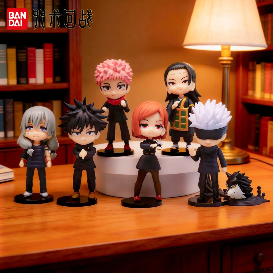 Bandai Jujutsu Kaisen 6-teilige Q-Version Figuren - Gojo Satoru, Itadori Yuji, Anime-Merchandise, Auto-Dekoration, Fan-Sammlerstücke