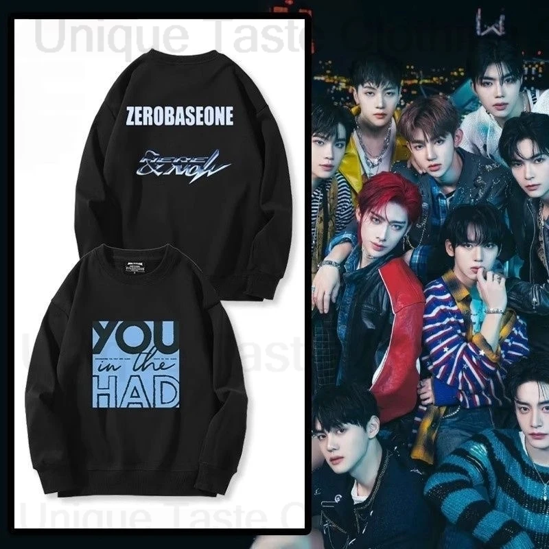 

Толстовка ZEROBASEONE HERE NOW Concert с буквенным принтом, пуловеры с круглым вырезом для женщин и мужчин, осенняя мода Kpop ZB1 HERE&NOW, одежда для фанатов