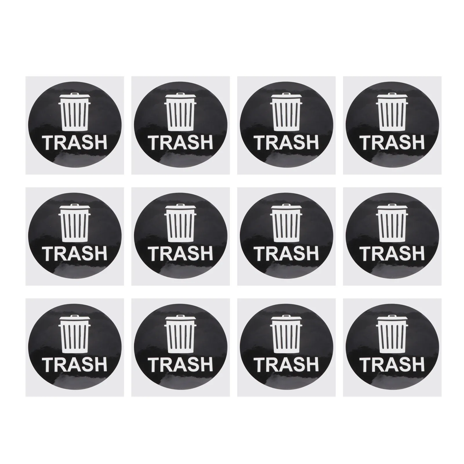 

12Pcs Trash Sign Sticker Pack PVC Waterproof Removable Gloss Vinyl Decal for Smooth Surfaces Steel Plastic Glass Drywall Trash