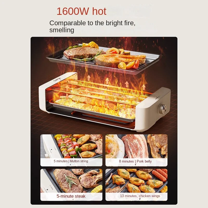 Electric BBQ Grills Smokeless Korean Style Roasting Plate Skewer Machine and Grill Rack for Home Use Ideal for Healthy Grilling