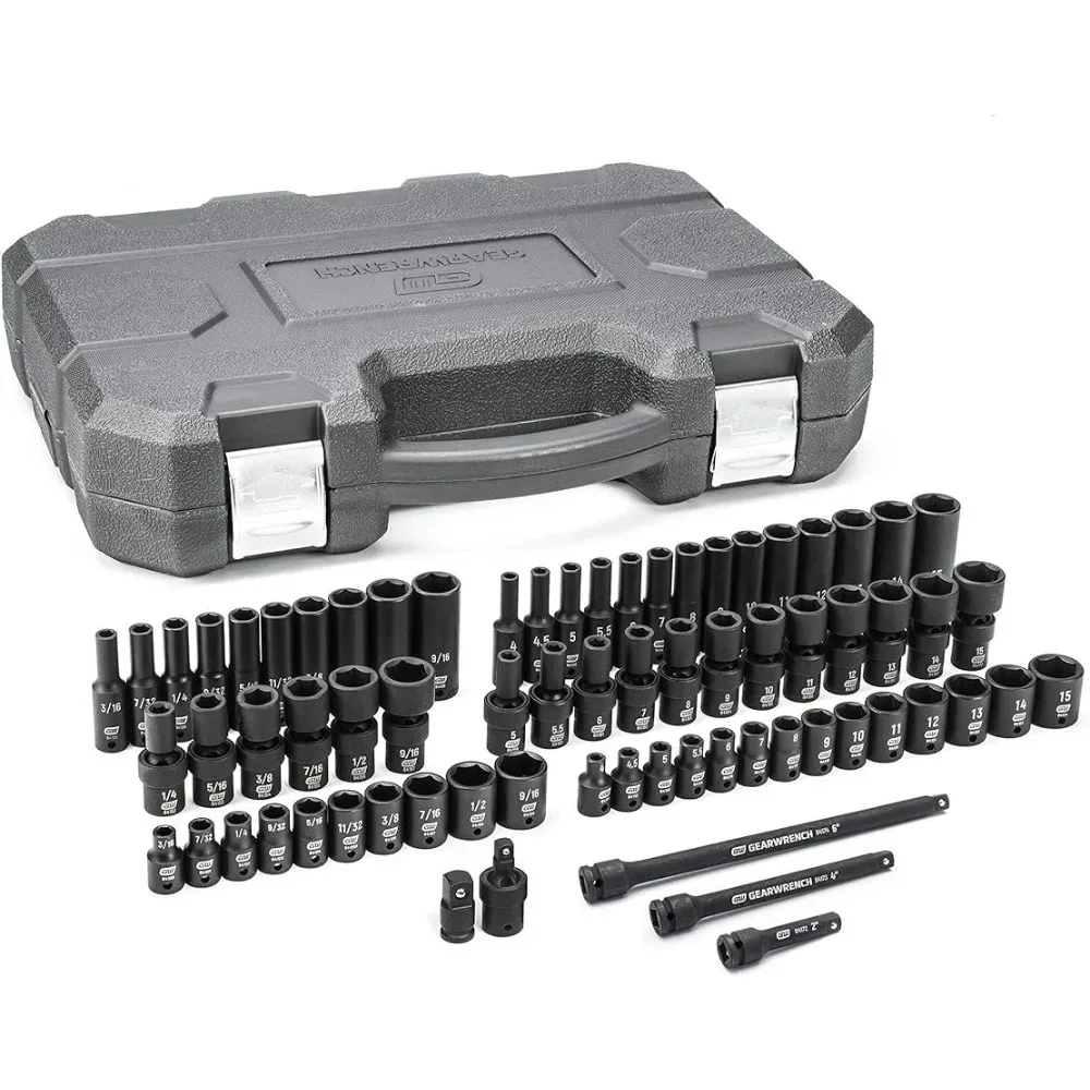 

71 Pc. 1/4" Drive 6 Pt. Universal Impact Socket Set, Standard & Deep, SAE/Metric - 84903,High Visibility Laser Etched Markings