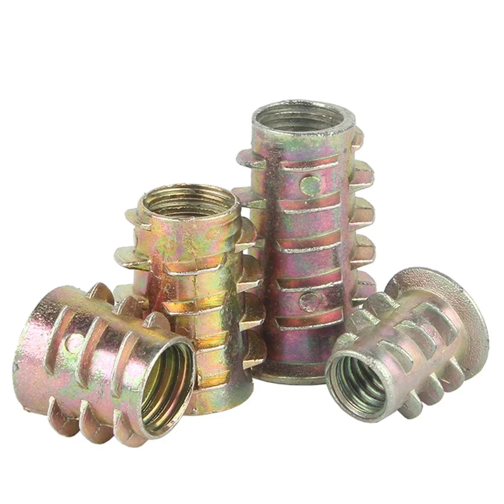 10Pcs M4 M5 M6 M8 M10 Zinc Alloy Thread Hexagon Hex Socket Head Embedded Wood Insert Nut Flanged Hex Drive Head Furniture Nuts