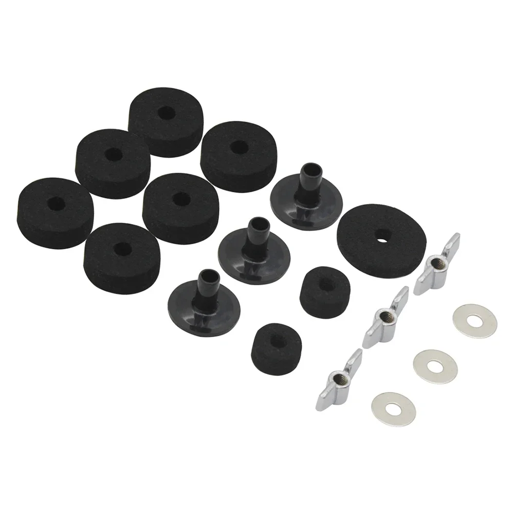 18 Pcs/Set Drum Kit Cymbal Accessories Felt Pads+Wing Nuts+Washers+Pipe Sleeves Percussion Musical Instrument Replacement Parts