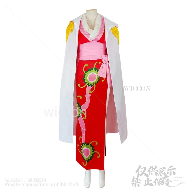 Anime Boa · Hancock Cosplay Costume pour femme, robe rouge, Everak, Kimono Lolita sexy, longues perruques, boucle d'oreille, fête d'Halloween