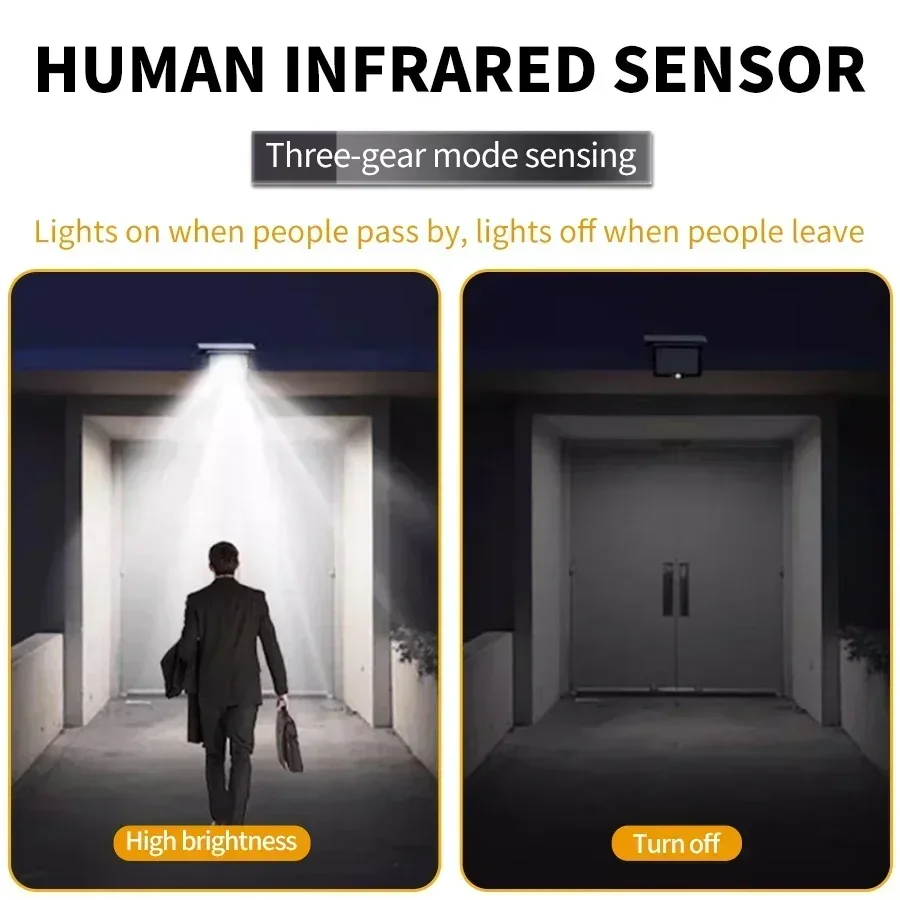 Solar Wall Light With Remote Control 100 LED 3 Mode Modes Motion Sensor Outdoor Light for Patio Deck Garage Driveway Porch Fence