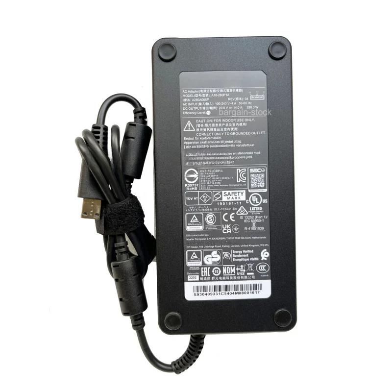 LL Chicony 20V 14A 280W AC Adapter Charger For MSI GP66 Leopard 11UH-028 MS-1543
