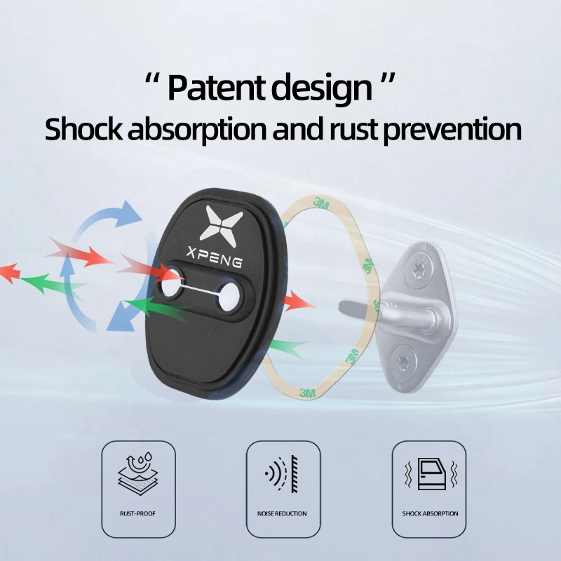 Silicone Door Lock Buckle Cover For Xpeng G6 G9 P7 P5 G3 X9, Car Door Latch Protector, Anti-rust Shock Absorption Pad 4Pcs - view 3