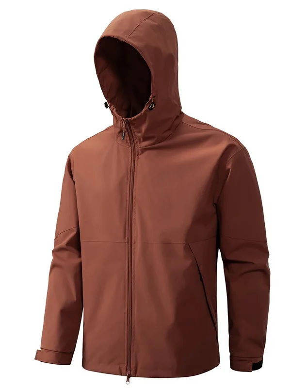 

Men's Outdoor Hooded Jaet Casual Commute Zipper Cardigan Waterproof Spring Autumn Climbing Suit Loose Fit Long Sve