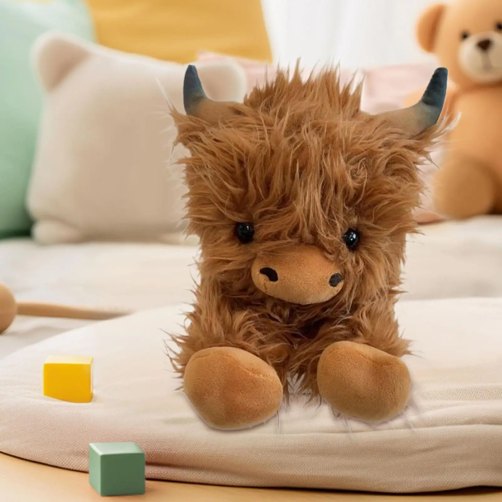 

Highland Cow Plush Toy, Scottish Highland Cattle Stuffed Animal, Super Soft Cuddle Pillow for Kids Birthday Christmas Gift