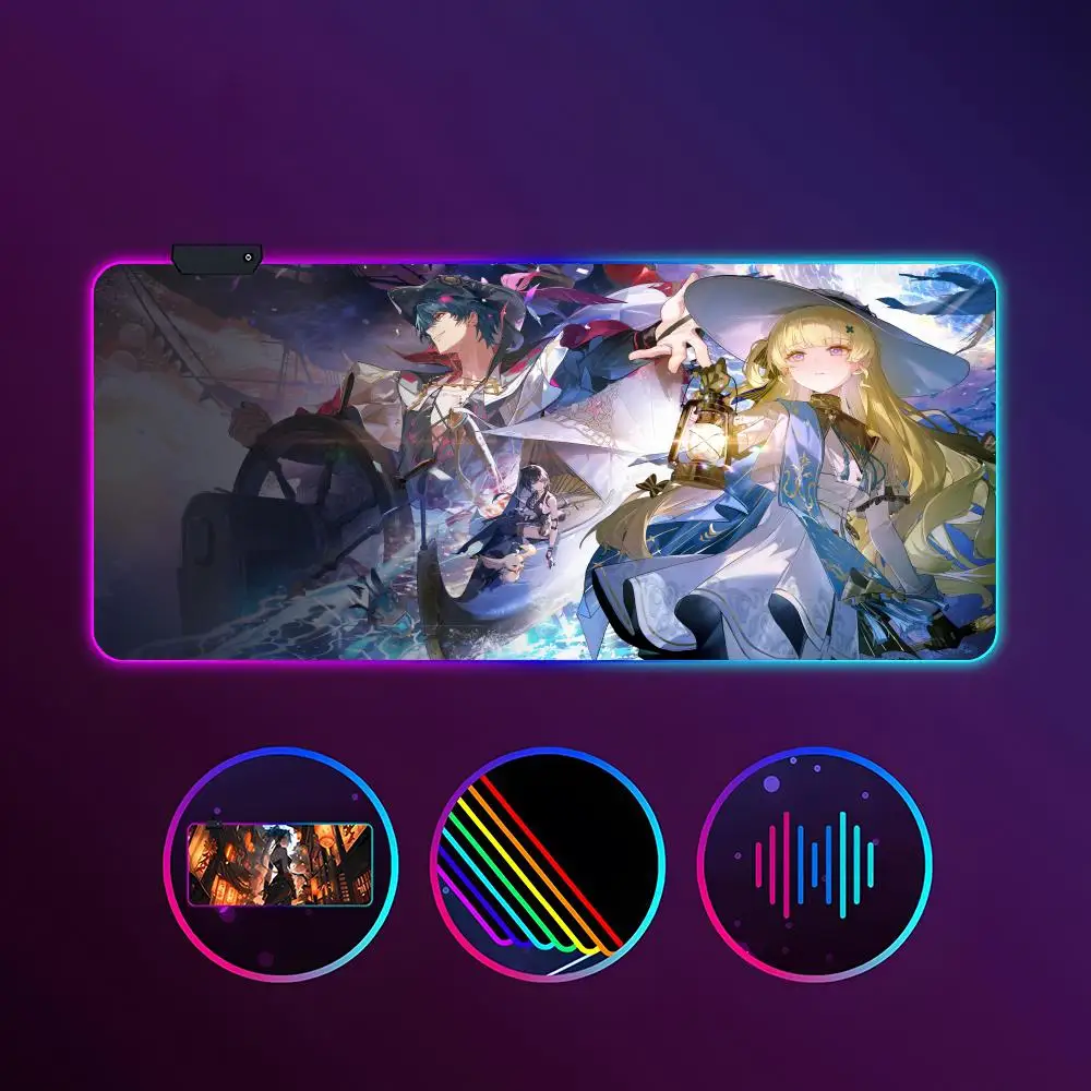 

Game Wuthering Waves Mouse Pad RGB Luminous 900X400mm Large Table Mat Non-slip Extra Large Game Office Mouse Pad