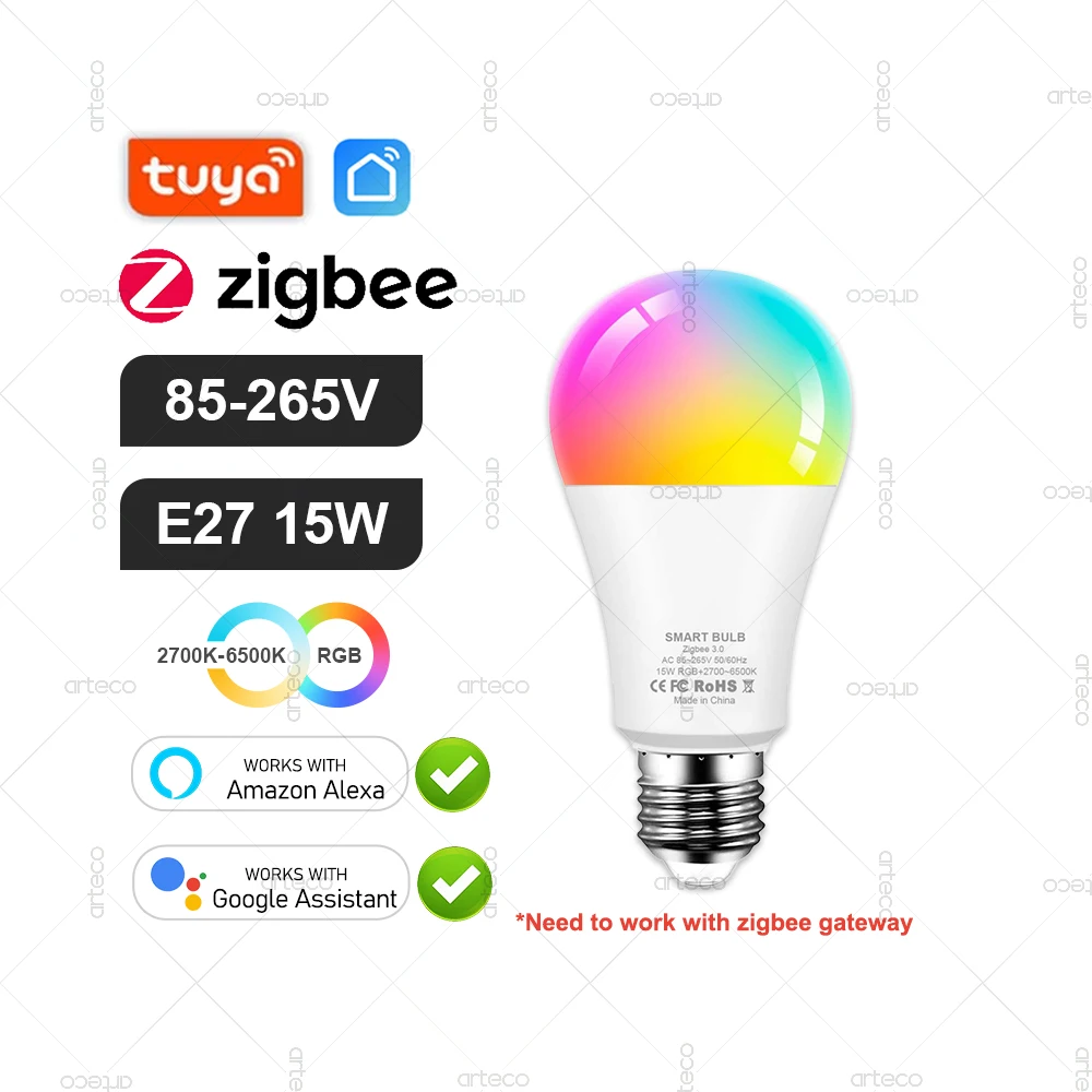 Tuya E27 GU10 E14 Lamp WiFi Zigbee Bluetooth, Dimbare Smart LED Lamp 2700-6500 K RGBCW, LED Gloeilamp Werk Met Alexa Google Thuis