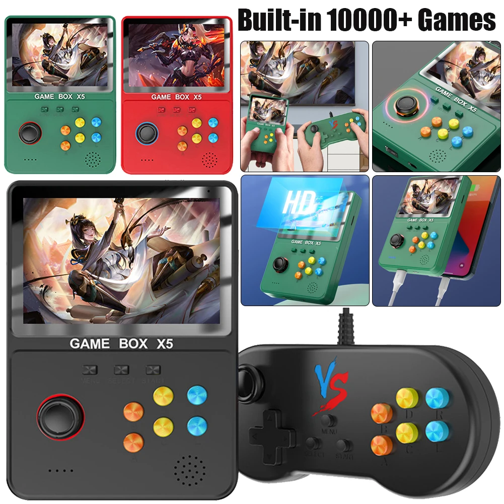 

X5 Retro Handheld Game Console 4.0 Inch Screen IPS HD 32GB Video Game Console Built-in 10000+ Games Classic Arcade 10 Emulator