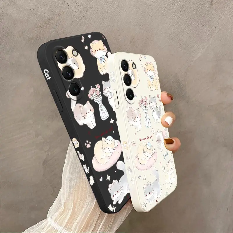 جراب هاتف سيليكون لطيف من القط ، غطاء لهاتف S23 ، S23FE ، S23Plus ، S23Ultra ، S22Ultra ، S22Plus ، S24Plus ، S22 ، S20 ، S20FE ، S21 ، S21FE