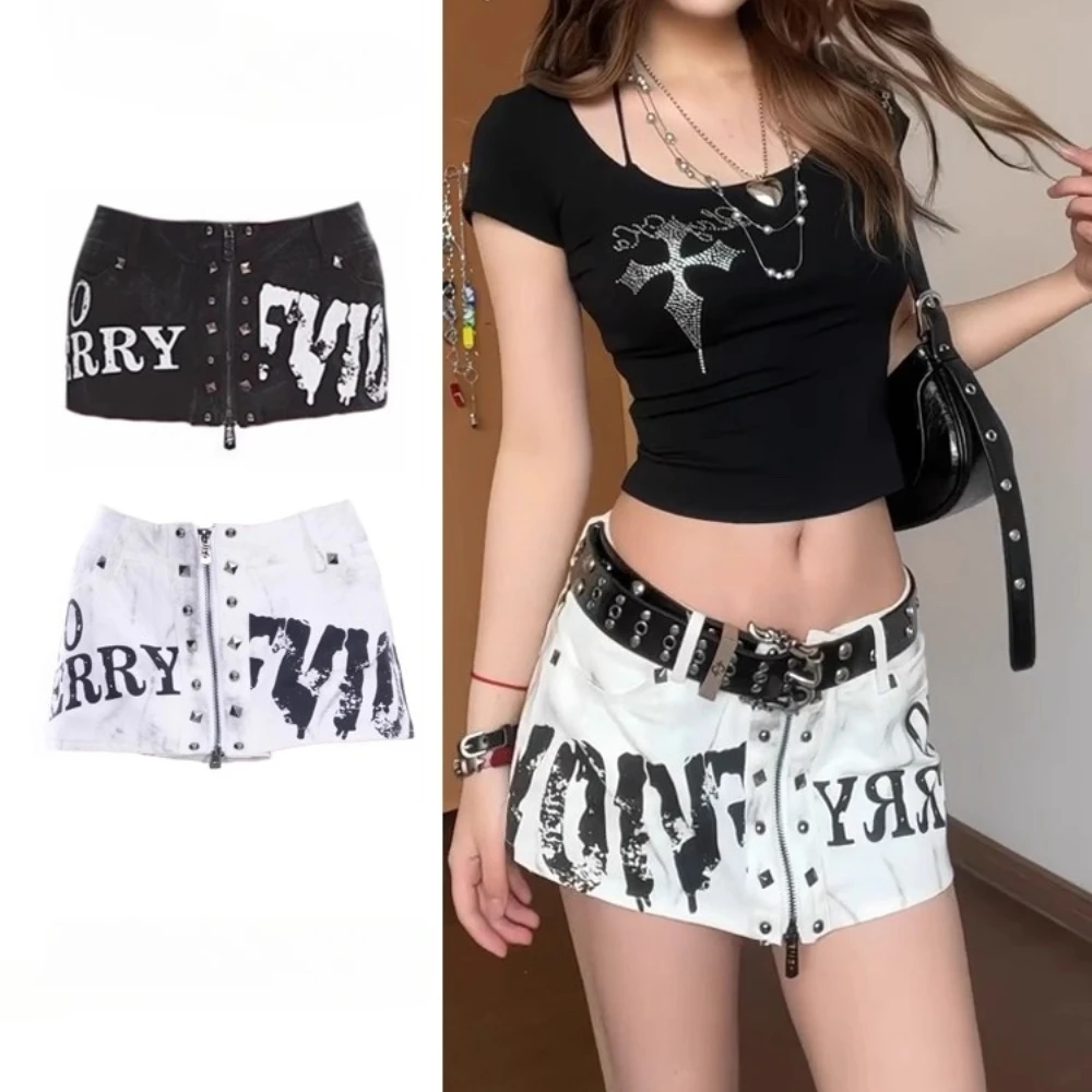 

2025 Summer Mini Skirts Women Japanese Jean Shorts Y2K Skirt Denim Gothic Hot Pants Harajuku Punk Sexy Slim Fashion Jeans Type A