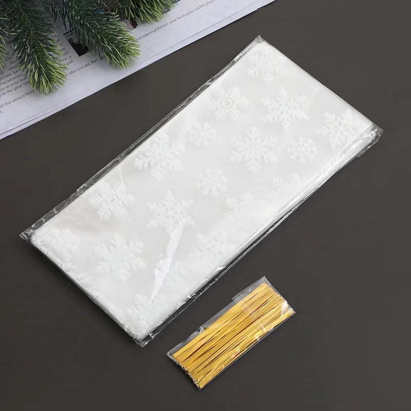 Schneeflocke Süßigkeiten Taschen Weihnachten Transparent Cookie Popcorn Verpackung Plastiktüte Weihnachten Party Dekorationen Geschenk Taschen für Kinder – Detail 11