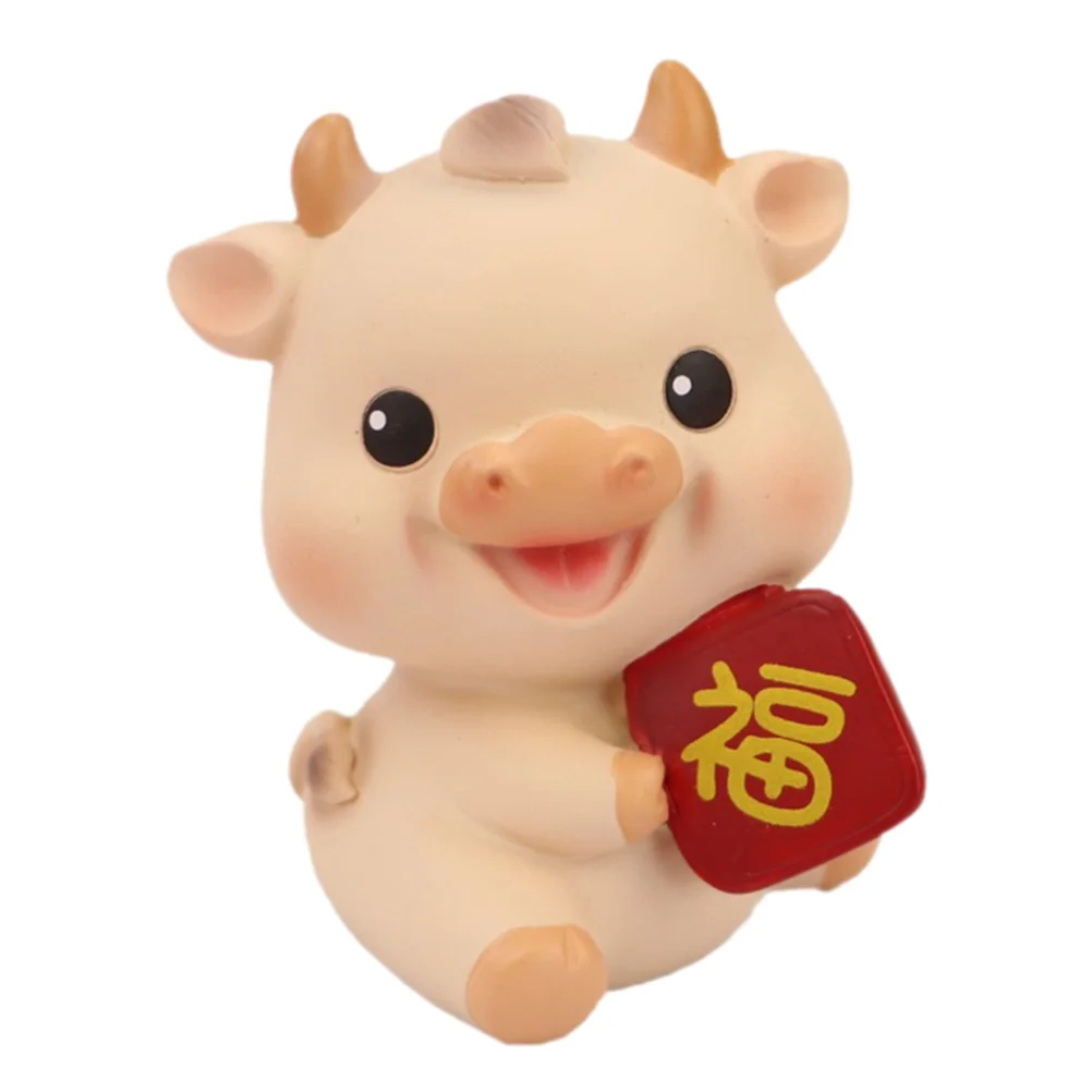 

Resin Ornament Cake New Year Car Interior Decor Cattle Fortune Ox Decoration Adornment