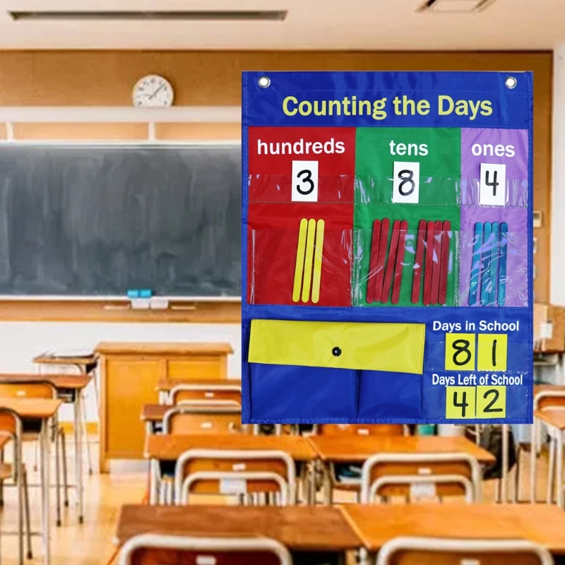 مخطط جيب معلق للعد مع شريط مغناطيسي وفتحتين معدنيتين للتعليق للأعمار من 3 سنوات فما فوق