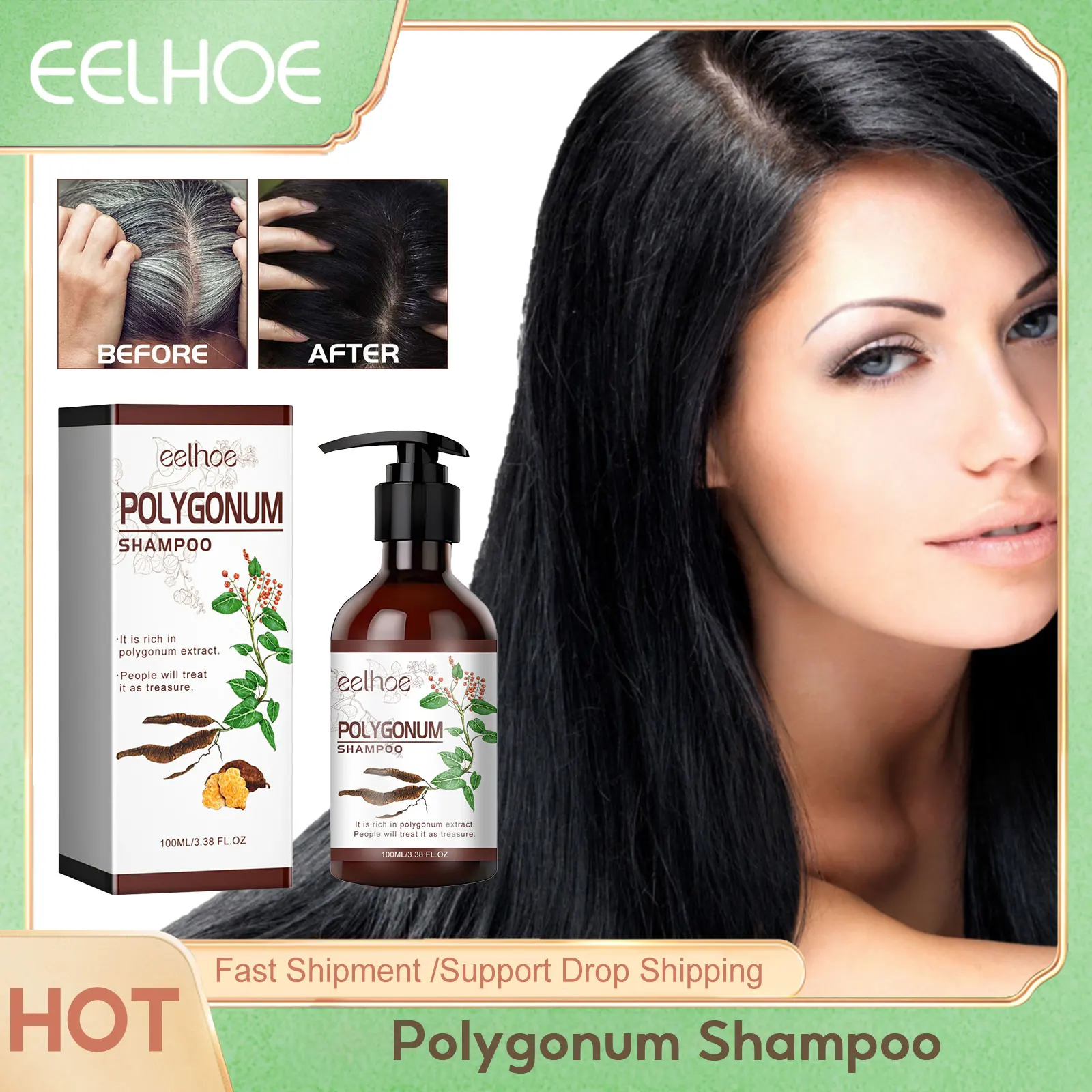 

EELHOE Anti Hair Loss Shampoo Organic Polygonum Essence Anti Dandruff Moisturizing Volumizing Damage Repair Hair Growth Shampoo