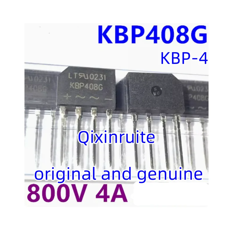 Qixinruite  Brand new original genuine KBP408G 4A 800V direct insertion KBP408 rectifier bridge flat leg long leg