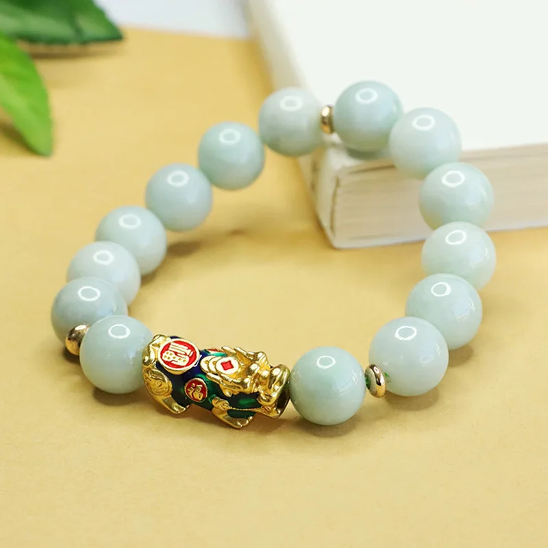 

Браслет из натурального жадеита Мьянмы А, браслет Pixiu цвета эмали.