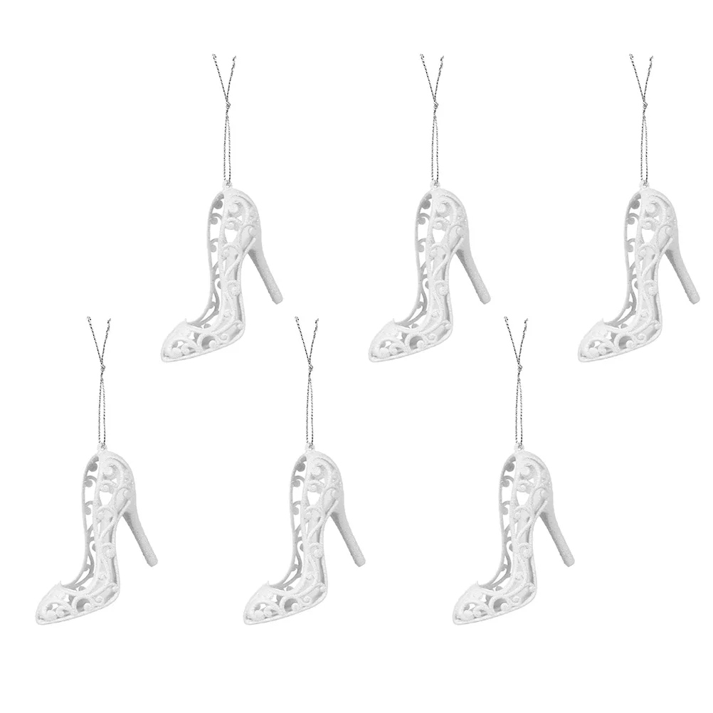 

6pcs Heel Shaped Christmas Tree Pendant Warm High-Heeled Shoes Shaped Pendants Xmas Ornaments Holiday Supplies