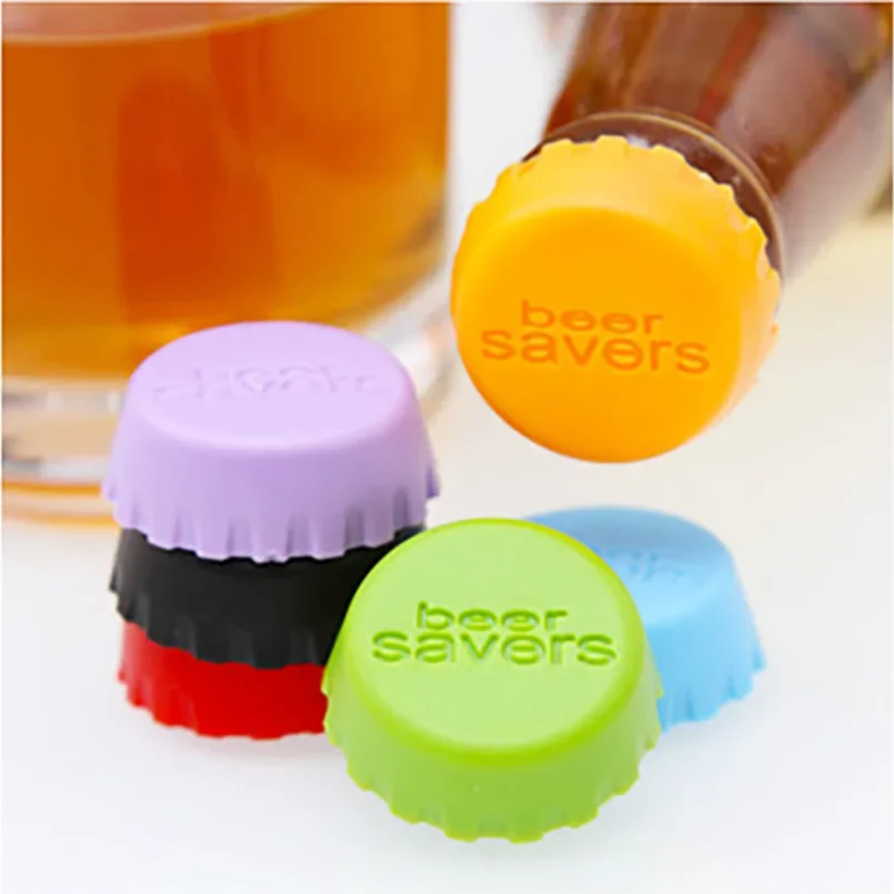 6pcs/lot Tools Mixed Color Silicone Beer Bottle Cap 2.8cm Wine Stopper Sealed Kitchen Gadgets Barware Dining Bar Home Garden