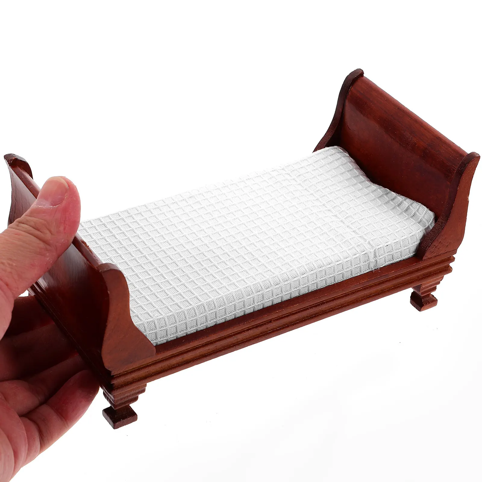

Mini House Furniture Wooden Mini Bed Miniature Bed Lightweight Sturdy Classical Style Micro Decor Miniature Furniture
