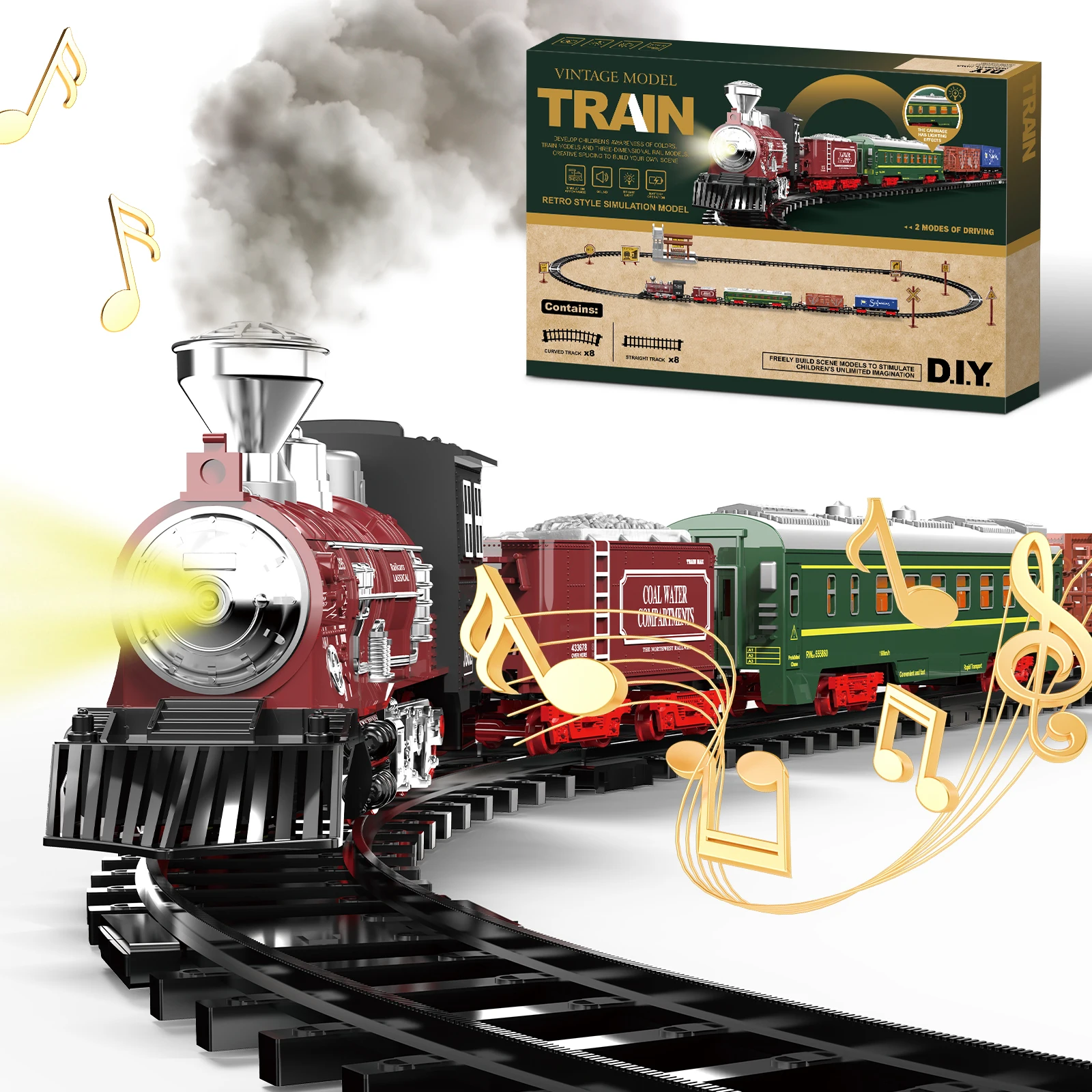 クリスマスツリー列車セット - 3歳以上のお子様向けのライトとサウンド付きの列車のおもちゃ、子供へのクリスマスプレゼント