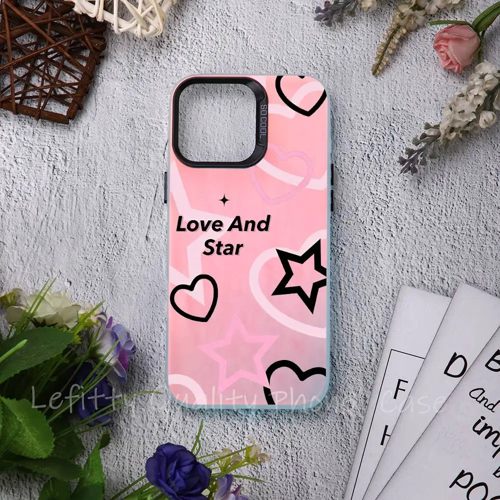 Cool Pink Five-Pointed Sta Ins Phone Case For IPhone 17 16 15 14 13 12 11 Plus Pro Max Multicolor Aurora Laser Shockproof Funda