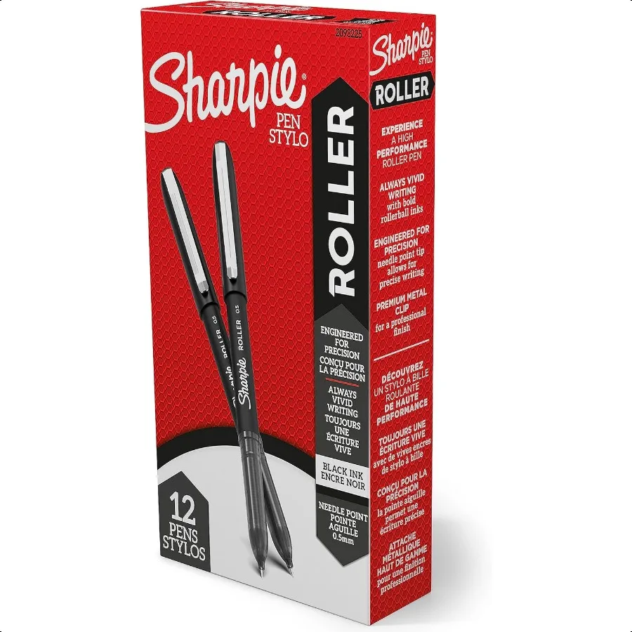 

Rollerball Pen Needle Point 0.5Mm Pens Writing Journaling Pens Precision Pen Black Ink 12 Count