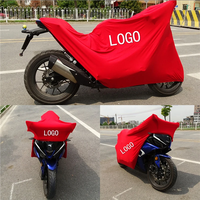 Elastic Fabric Motorcycle Covers UV Protector Dustproof Cover Indoor Outdoor Universal Motor Scooter Cover Customizable Logo