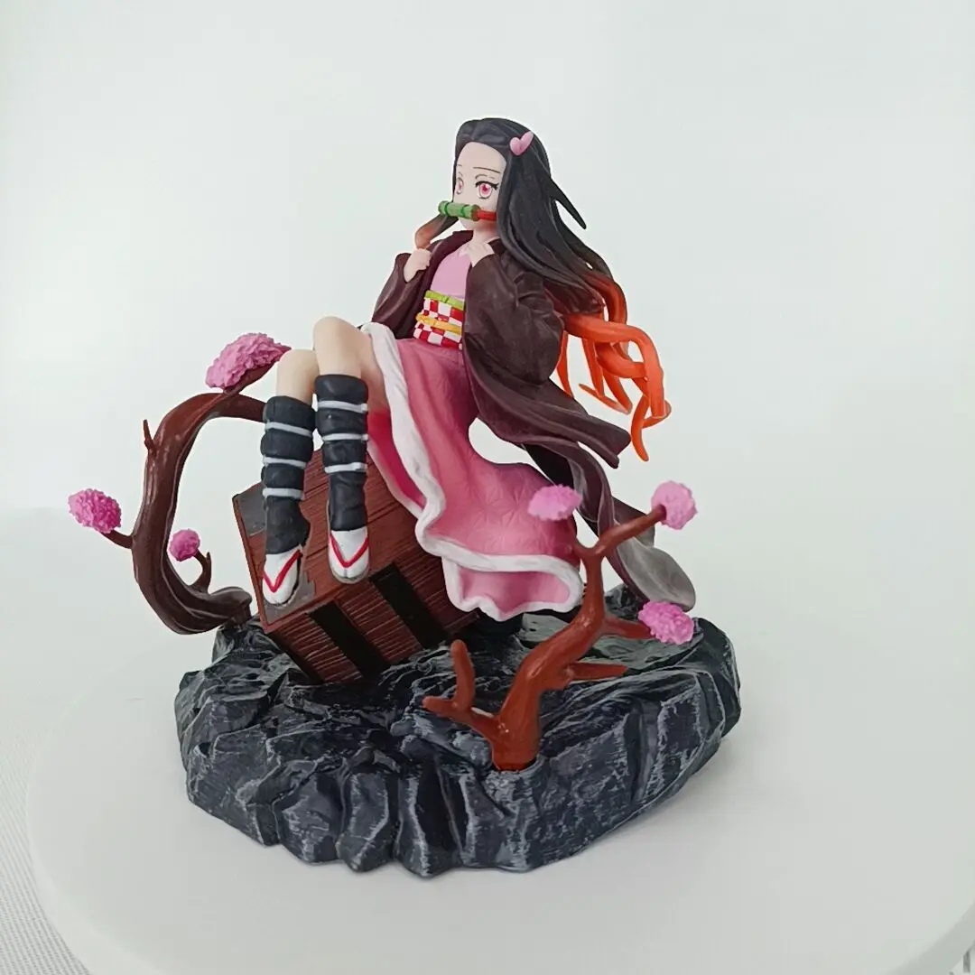 18CM Anime Demon Slayer Kamado Nezuko Sitting Model Statue Doll PVC Figure Box Desktop Collection Decoration Kids Toy Gift