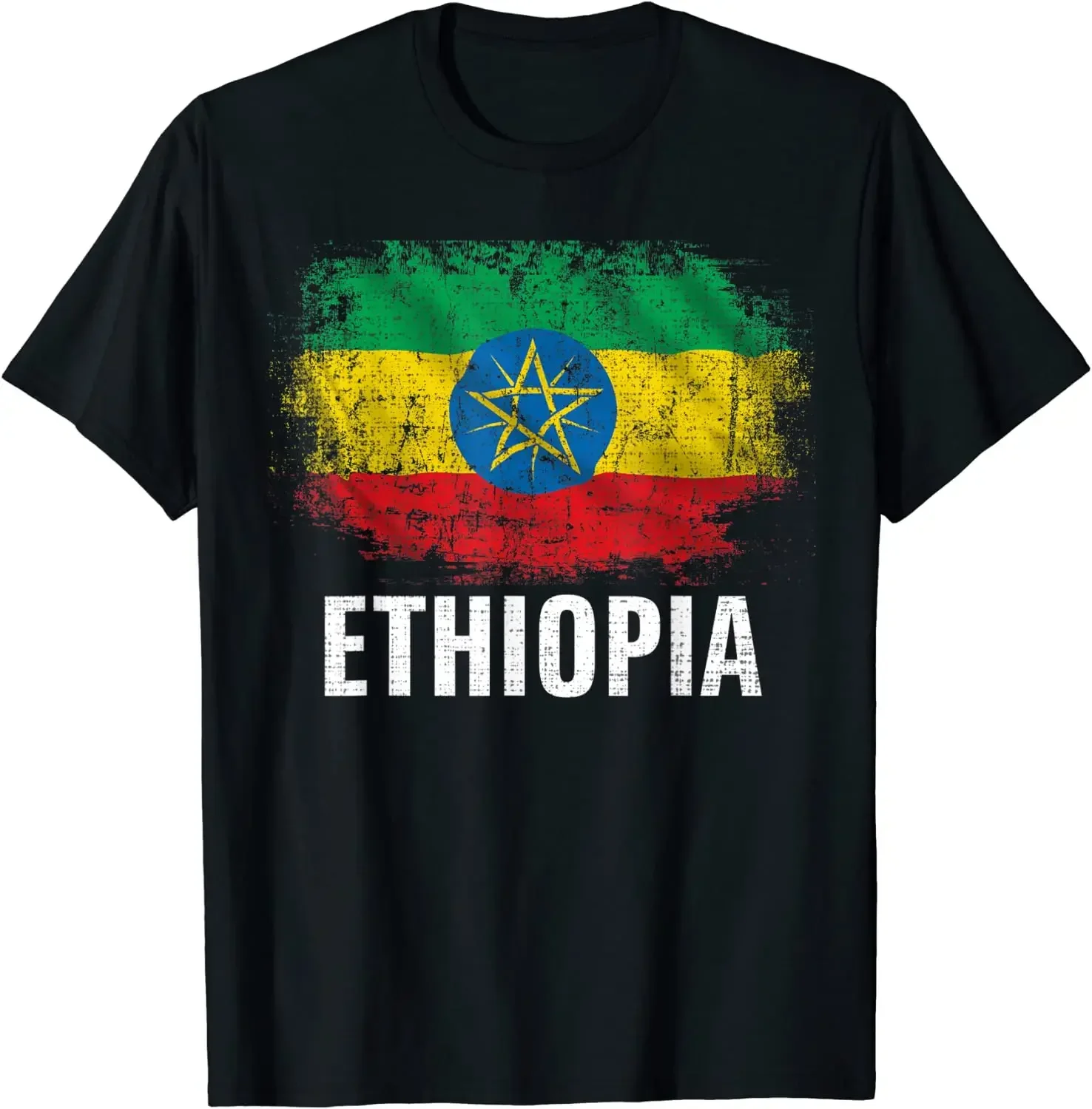 

Ethiopia Flag for Ethiopian Men T-Shirt Short Sleeve Casual Cotton O-Neck Summer T Shirt