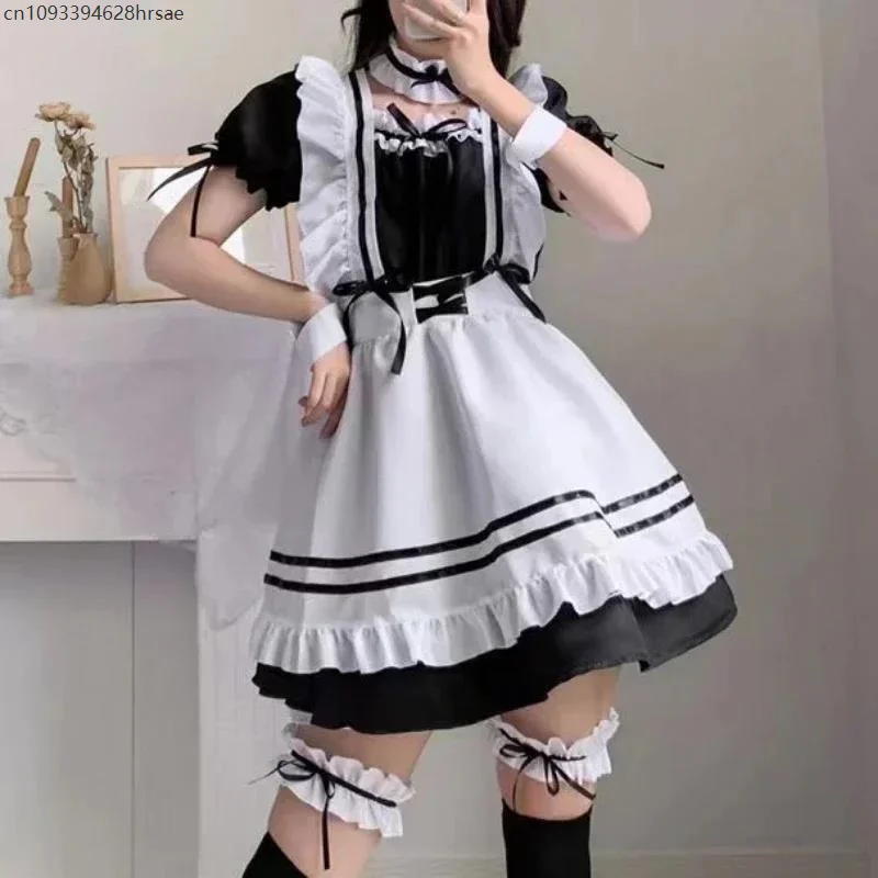 Costumi da cameriera Lolita neri Ragazze carine Donne Bella cameriera Costume cosplay Animazione Spettacolo Abito giapponese Abiti S-5XL
