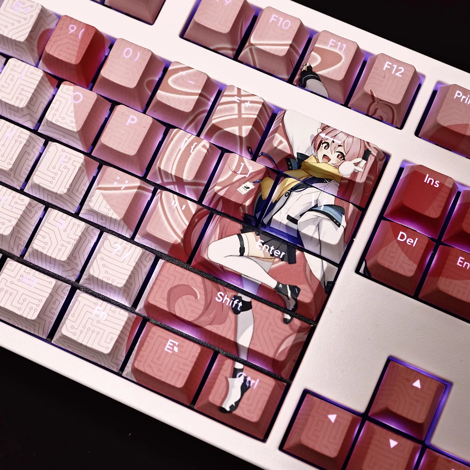 Imagem -04 - Anime Gaming Key Caps para Teclado Arquivo Azul Kurosaki Koyuki Pbt Backlit Desenhos Animados Anime Ansi 61 87 104 108 Chaves Set