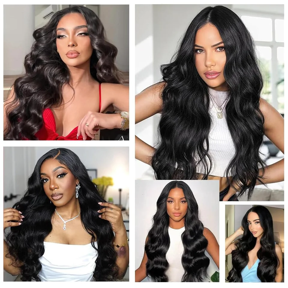 Peluca con frontal de encaje de cabello humano Body Wave color negro natural, 360 13x4 13x6 7x6, encaje transparente HD, densidad 200%, con bebé pelo pre-arrancado, cabello brasileño Remy para mujer, largo 30/40 pulgadas 6