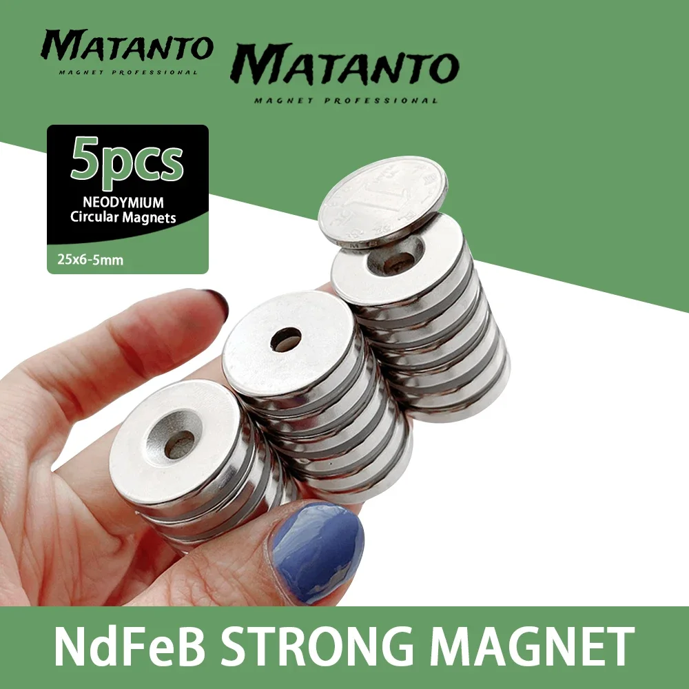 

2/5/10/15/20PCS 25x6-5mm N35Permanent NdFeB Strong Magnets 25*6mm Hole 5mm Round Countersunk Neodymium Magnetic Magnet 25*6-5 mm