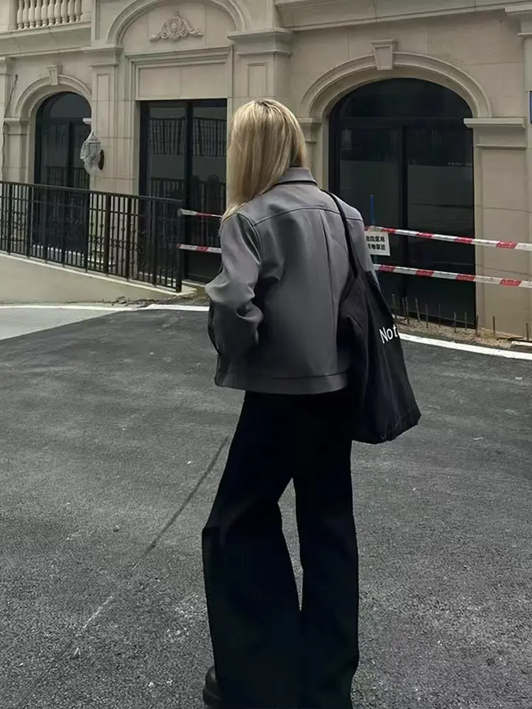 

Bomber Jackets Womens Jacket Unisex Autumn Satin Notched Colorblock Minimalism Cleanfit Elegant OL Panelled Layered Buttoned Ins