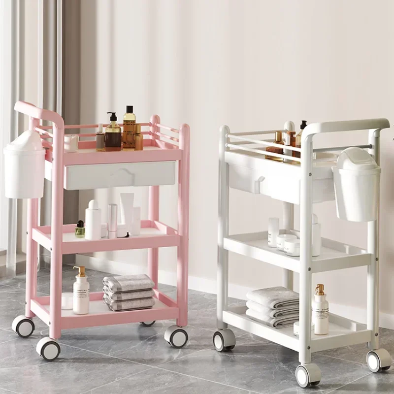 

Professional Cosmetic Beauty Furniture Aesthetic Roulette Storage Trolley Manicure Auxiliary Cart Iron Helper Salon Wheels Tray