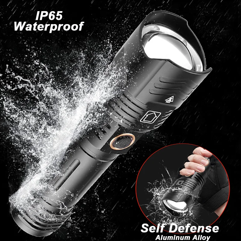 10000M XHP999 Powerful LED Flashlight XHP50.2 High Power Torch Light Rechargeable Tactical Outdoor Lights 18650 USB Camping Lamp