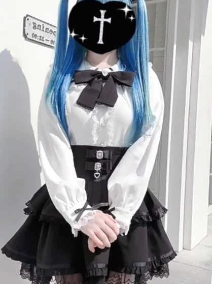 

Японская Лолита, милая рубашка с заячьими ушками, оригинальная серия Mine, массовое производство, с длинными рукавами, милые рубашки с бантом для девочек, кружевные рубашки с матросским воротником