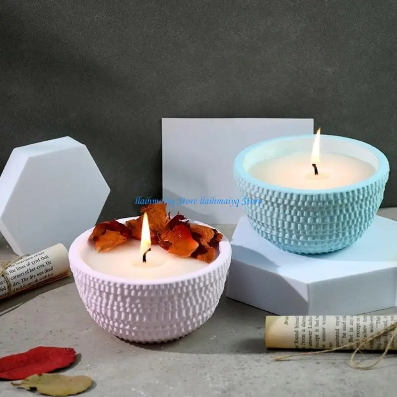Molde recipiente silicona redondo elegante 573B, molde cuenco vela silicona creativo para macetero resina y