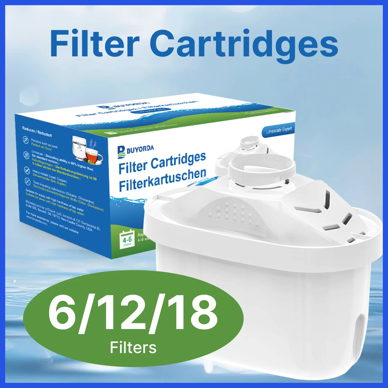 

Универсальный сменный фильтр для воды для большинства кувшинов для воды, 7-ступенчатая система фильтрации, улучшает вкус, простая установка.