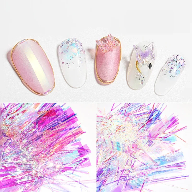 1pc Aurora Glass Paper 3D Nail Art Decoration Holographic Strip DIY Chamelon Nail Art Foils Design Fancy Manicure Set for Nails