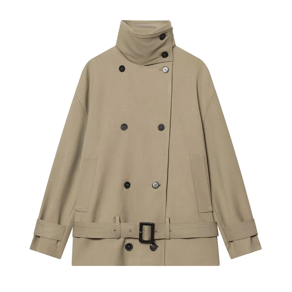

WOMEN 2026 Summer New Fashion Elegant Belt Coat Retro Long Sleeve Casual Chic Female Outerwear Chic Overshirt