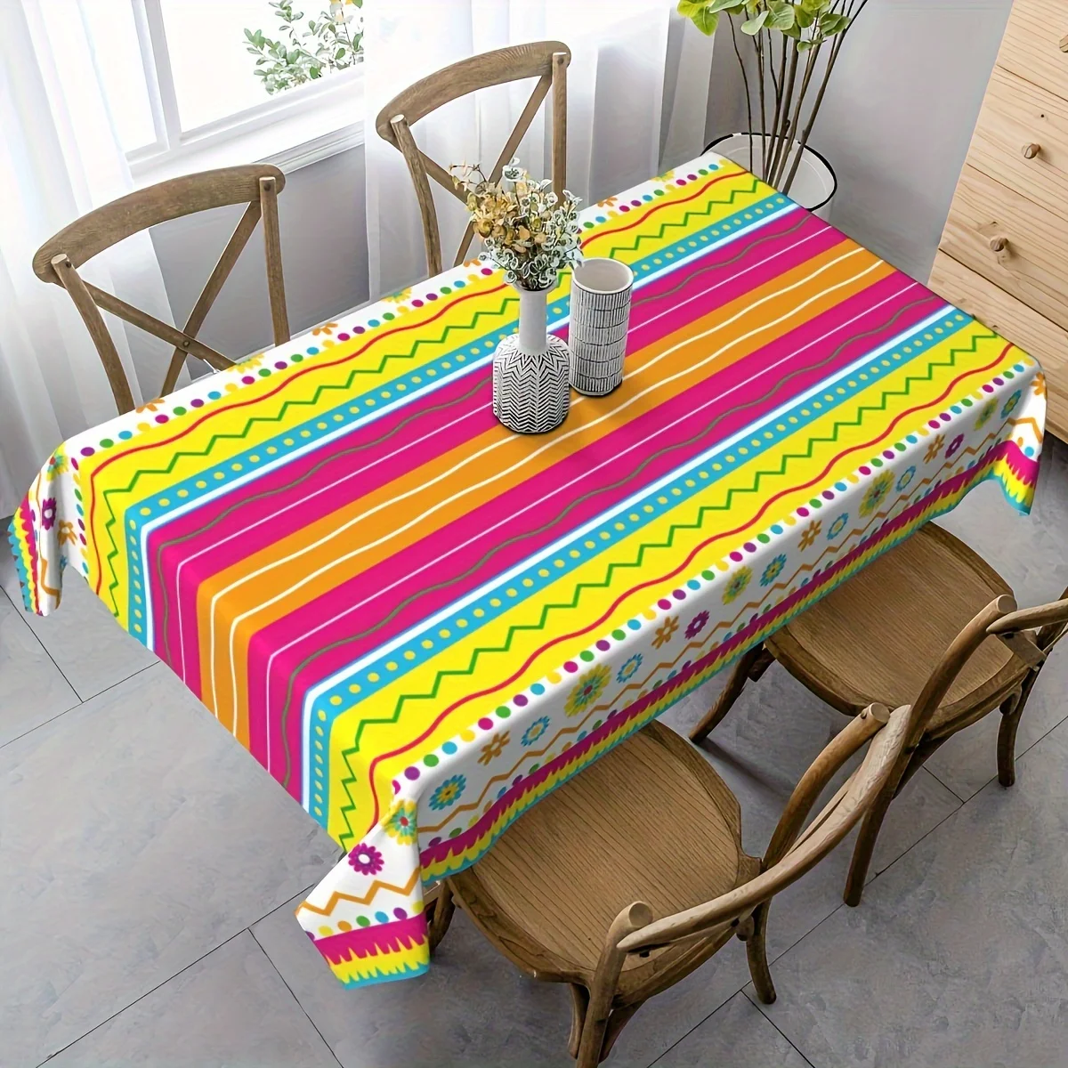 Vibrant Colorful Streaks Tablecloths Perfect for Party Home Decorations Ideal for Indoor and Outdoor Events Supplies Gift Decor