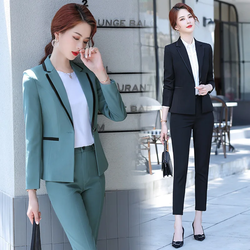 9023Business Formal Wear Suit Women's Business Wear Suit Temperament Slim College Student Manager Work Clothes Workwear