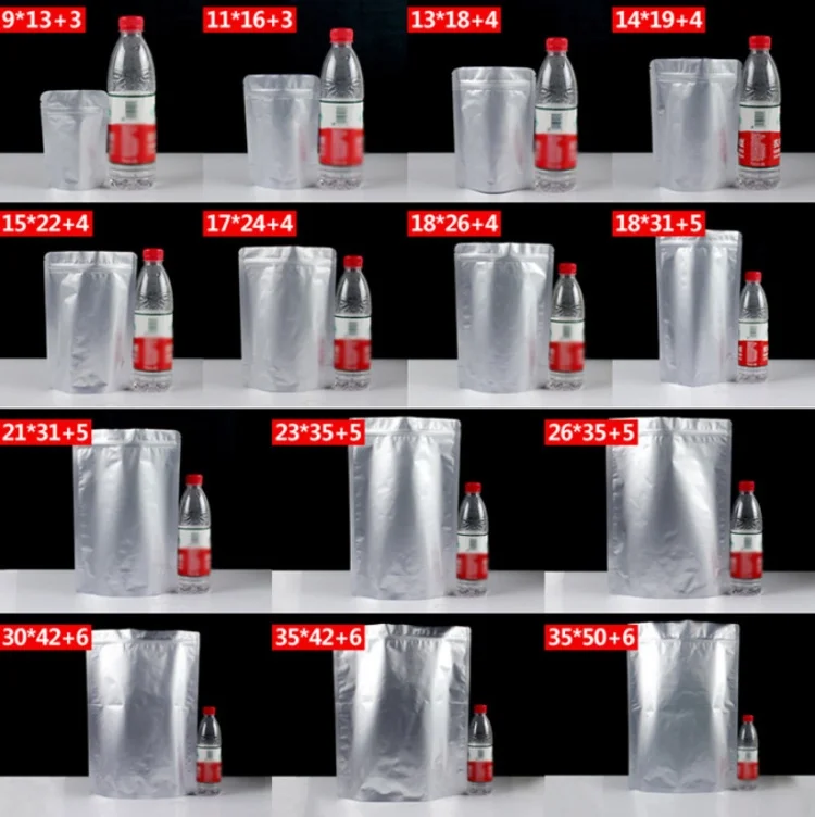 100PCS Stand-up Aluminum Foil Ziplock Packaging Bag DIY Logo Print Matcha Cocoa Tea Snack Candy Coffee Spice Storage Pouches