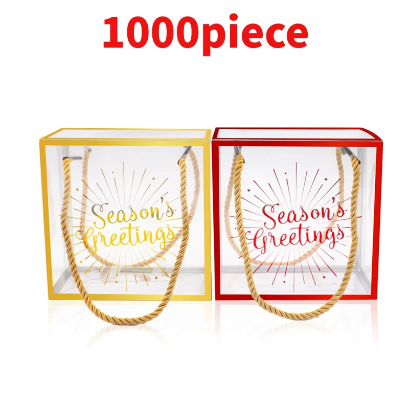 

10 00piece.Custom.Hot Sell Golden Color PET PVC Transparent Cookie Candy Food Boxes Wedding Birthday Party Packaging